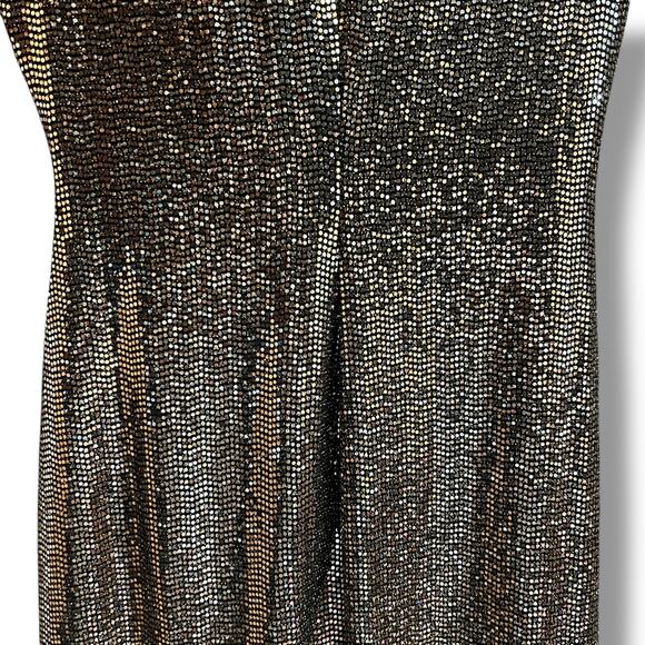 Anne Klein Size 12 Metallic Gold Ruched Cap Sleep Sheath Dress Knee Length NWT - Picture 10 of 12